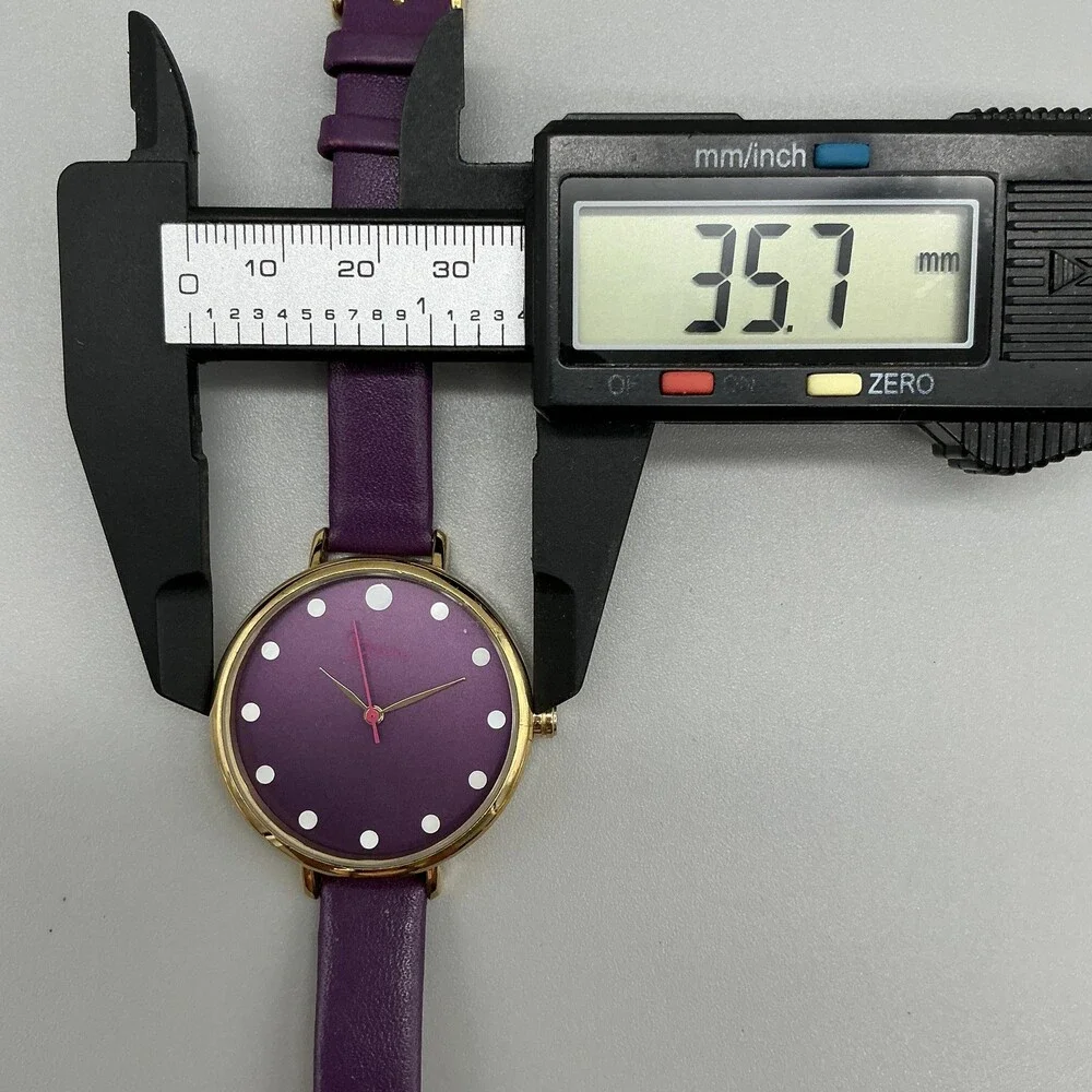 Boum Womens Watch 36mm Purple Dial Gold Tone Leather 3ATM WR New Battery